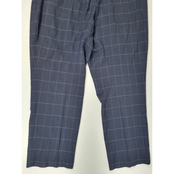 Jos A Bank 1905 Mens‎ 50R/45W 98% Wool 2% Spandex Navy Blue Tartan Dress Pants - Picture 4 of 9